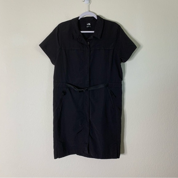 The north face womens black class v belted ss 100% nylon dress XL - Picture 2 of 9
